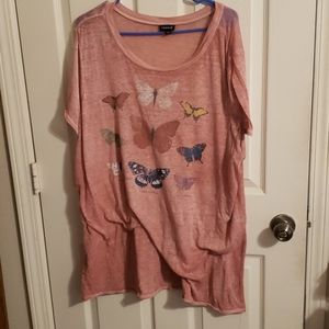 Heather Dusty Pink Butterfly Crew Tee, Torrid 3